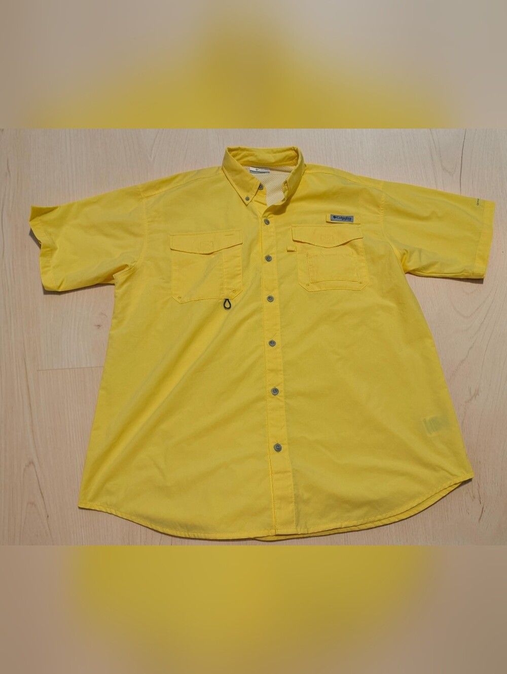 Columbia PFG Bahama Shirt Men's Medium Yellow Short Sleeve Omni-Shade Fishing